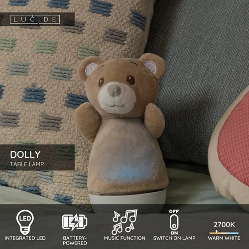 Lucide DOLLY - Table lamp Children - Batteries - LED - 1x3W 2700K - With music feature - Brown - USP